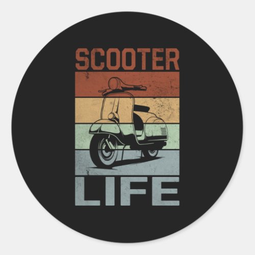 Scoot Life Scooter Moped Classic Round Sticker