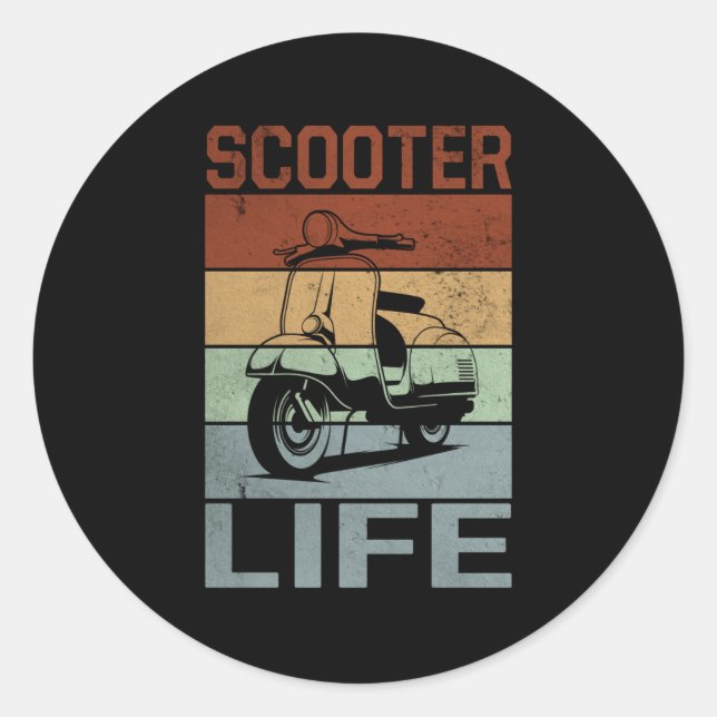 Scoot Life Scooter Moped Classic Round Sticker (Front)