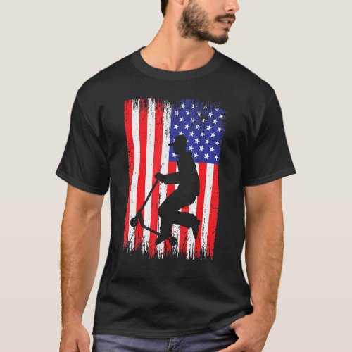 Scooter American Flag Squad Cool Stunt Kick Trick  T_Shirt