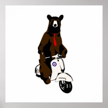 Scooter Bear Poster by UpsideDesigns at Zazzle
