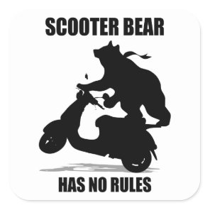 Scooter Bear Square Sticker