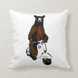 Scooter Bear Throw Pillow