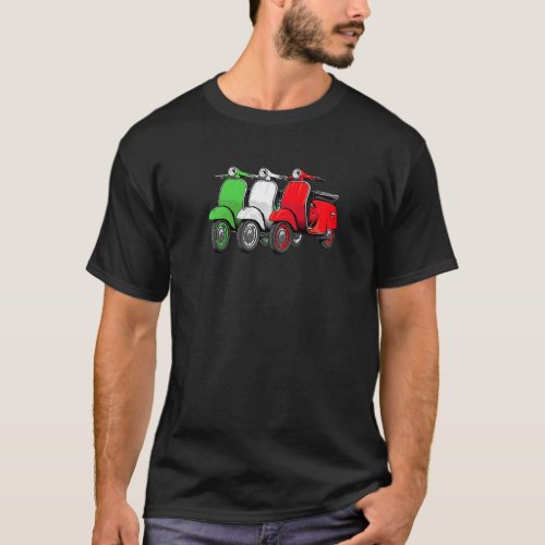 Scooter Bike Motorbike Italian Flag  Moped Old Sco T_Shirt