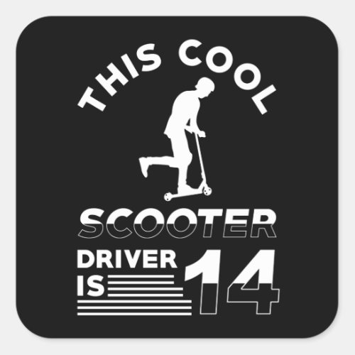 Scooter Birthday 14 Years Old Square Sticker