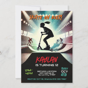 Scooter Birthday Invitation for girls