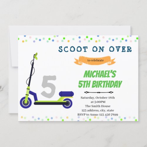 Scooter birthday party invitation