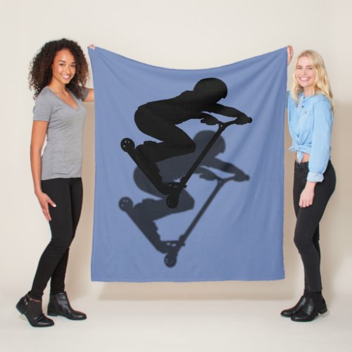 Scooter Boy Stunt Scooter 5 Sports Silhouette Art Fleece Blanket