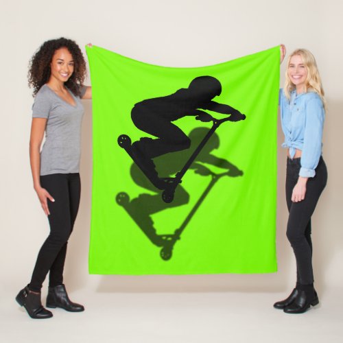 Scooter Boy Stunt Scooter 5 Sports Silhouette Art Fleece Blanket