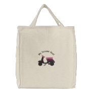 Scooter Design 2 :: Black & Pink Customizable Embroidered Tote Bag at Zazzle