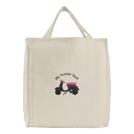 Scooter Design 2 :: Black & Pink Customizable Embroidered Tote Bag