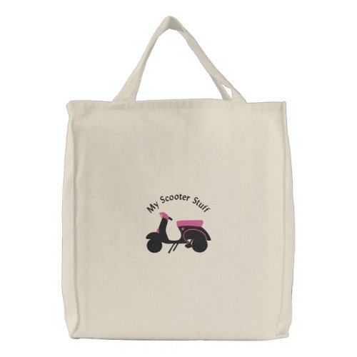 Scooter Design 2  Black  Pink Customizable Embroidered Tote Bag