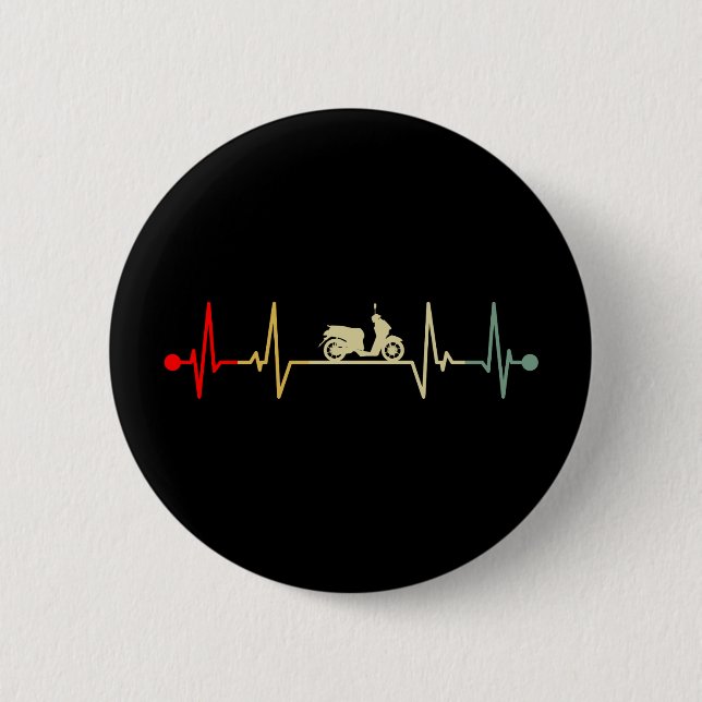 Scooter Driver Electric Scooter Heartbeat Retro Button (Front)