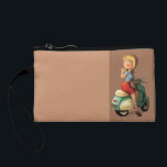 Scooter Girl Coin Purse<br><div class="desc">Smart skinhead girl always wears proper clothing, even if she is about to ride a scooter. Two button shirt, skirt and loafers. Not forget reggae and soul music in her heart. There she goes! Bye bye!</div>