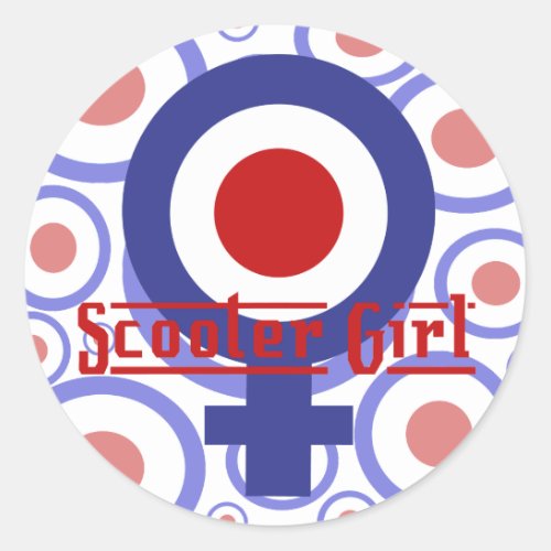 Scooter Girl design on target background Classic Round Sticker