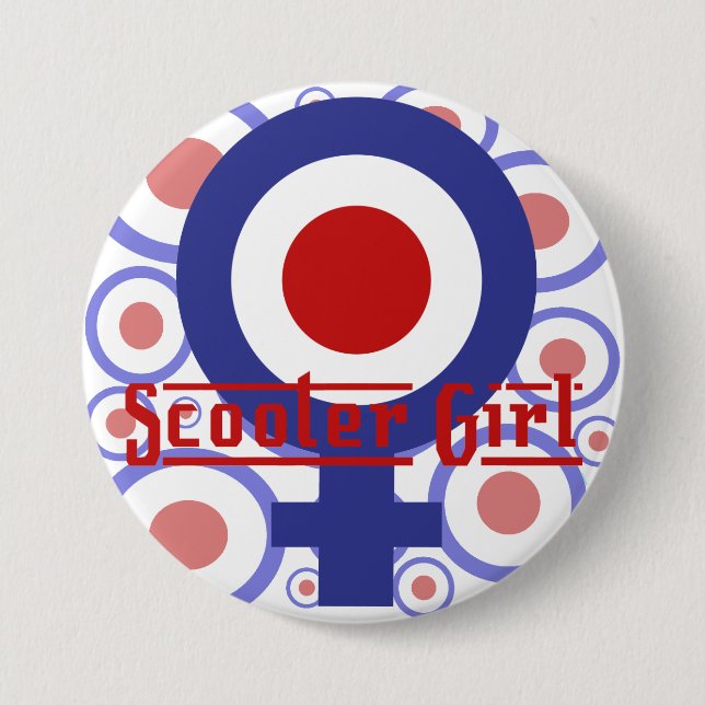 Scooter Girl design on target background Pinback Button (Front)