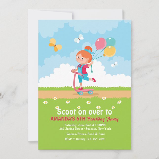 Scooter Girl Party Invitation (Front)