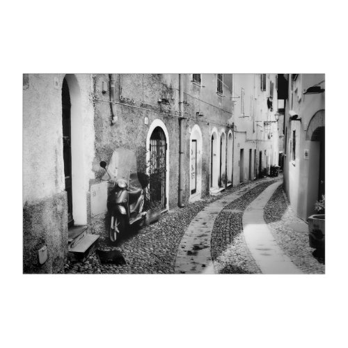 Scooter in a street in Italy in black and white Acrylic Print