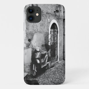 Scooter in a street in Italy in black and white iPhone 11 Case