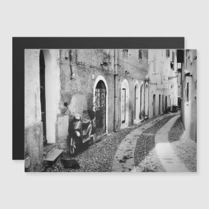 Scooter in a street in Italy in black and white Magnetic Invitation
