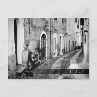 Scooter in a street in Italy in black and white Postcard