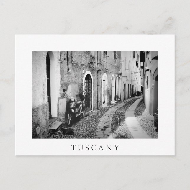 Scooter in a street in Italy in black and white Postcard (Front)