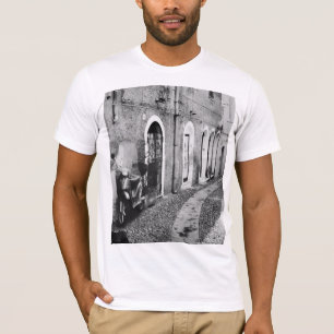 Scooter in a street in Italy in black and white T-Shirt