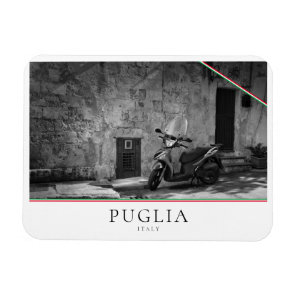 Scooter in black and white in Puglia Magnet