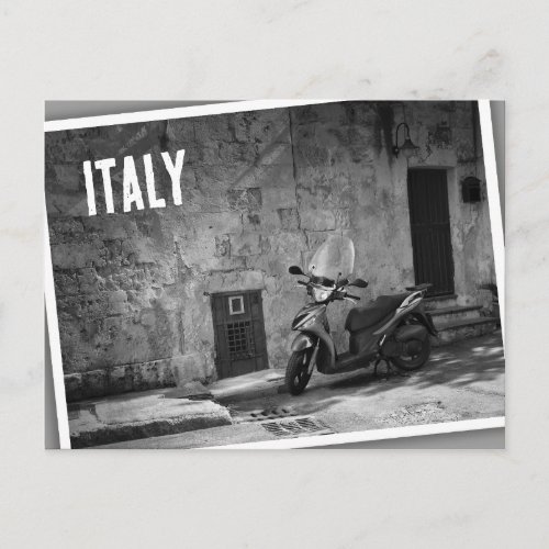 Scooter in black and white postcard