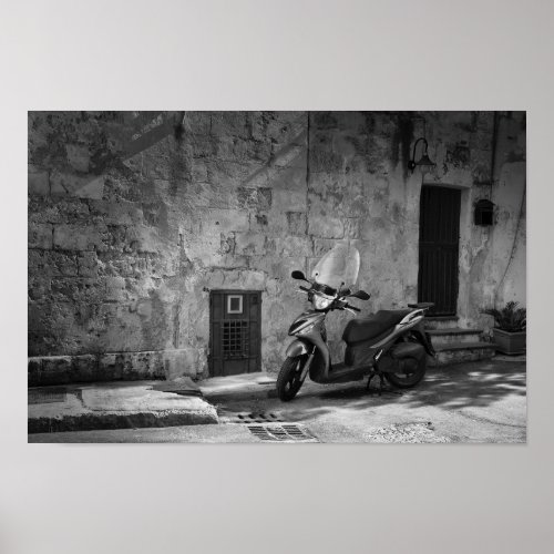 Scooter in black and white poster
