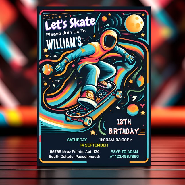 Scooter Jump Zone Skateboarding 13th Birthday Invitation (Creator Uploaded)
