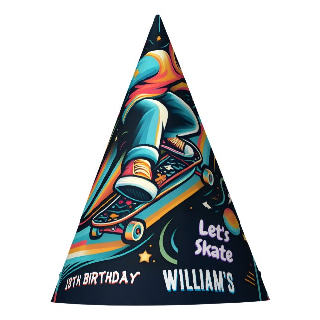 Scooter Jump Zone Skateboarding 13th Birthday Party Hat (Front)