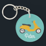 Scooter Moped Motorcycle CUSTOM   Keychain<br><div class="desc">Customize this cute keychain with your own text,  your name or anything else you like. Get ready to hit the road with this fun design,  hand drawn by me for you! Check my shop for lots more matching items and more colors!</div>