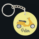 Scooter Moped Motorcycle CUSTOM   Keychain<br><div class="desc">Customize this cute keychain with your own text,  your name or anything else you like. Get ready to hit the road with this fun design,  hand drawn by me for you! Check my shop for lots more matching items and more colors!</div>