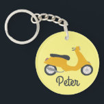 Scooter Moped Motorcycle CUSTOM   Keychain<br><div class="desc">Customize this cute keychain with your own text,  your name or anything else you like. Get ready to hit the road with this fun design,  hand drawn by me for you! Check my shop for lots more matching items and more colors!</div>