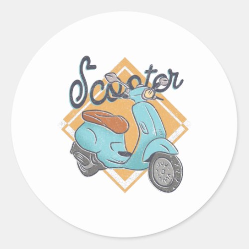 Scooter motorcycle classic round sticker