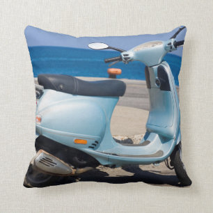 Scooter On The Beach   Ephesus, Turkey Throw Pillow