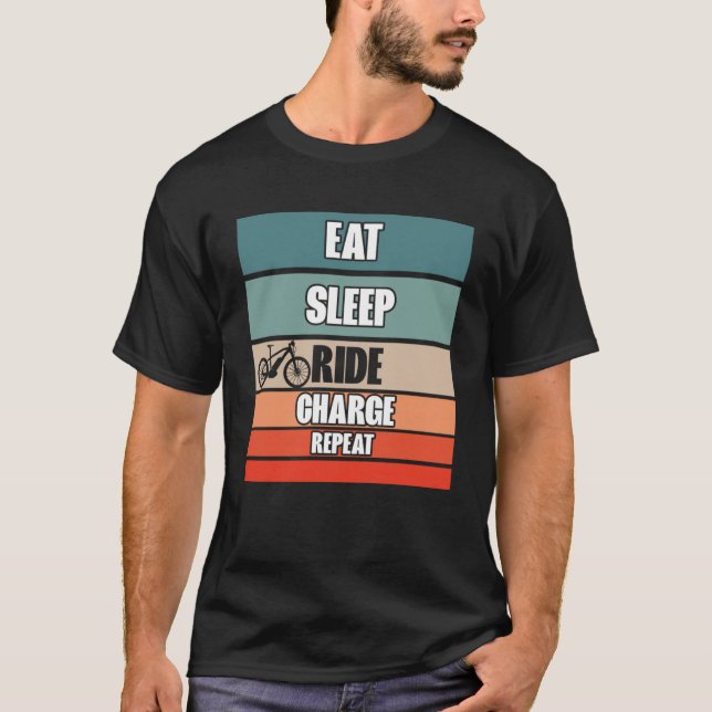 Scooter Rider Retro Eat Sleep Ride Charge Repeat T-Shirt (Front)