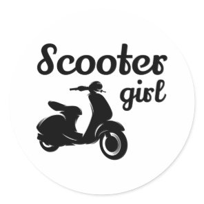 Scooter Rider Scootering Motorbike Moped Bike Classic Round Sticker