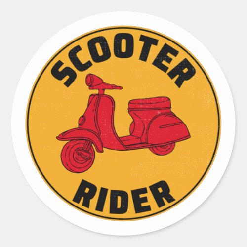 Scooter Rider Scootering Motorbike Moped Bike Classic Round Sticker