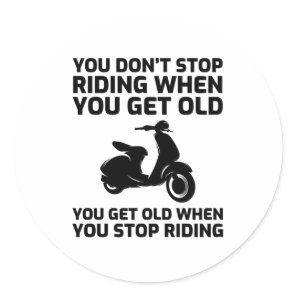 Scooter Rider Scootering Motorbike Moped Bike Classic Round Sticker