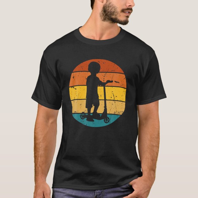 Scooter Stunt Scooter For Children And Boys Retro T-Shirt (Front)