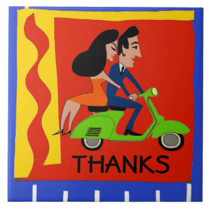 Scooter, Thanks, edit text, add name Ceramic Tile
