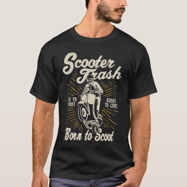 Scooter Trash Retro Distressed Style Scooter Humor T-Shirt (Front)