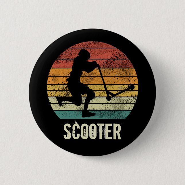Scooter Vintage Sunset Retro E-Scooter Design Button (Front)