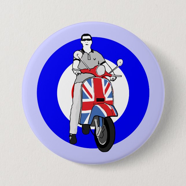 Scooterboy on uj scooter pinback button (Front)