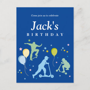 Scooters, Bikes, Skateboards, ride on over Invitation Postcard