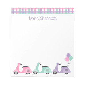 Scooters & Plaid Personalized Notepad