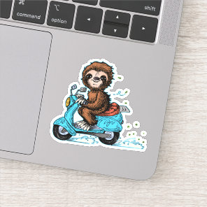 Scootin' Sloth Moped Sticker