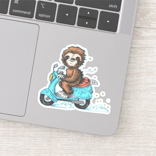 Scootin Sloth Moped Sticker