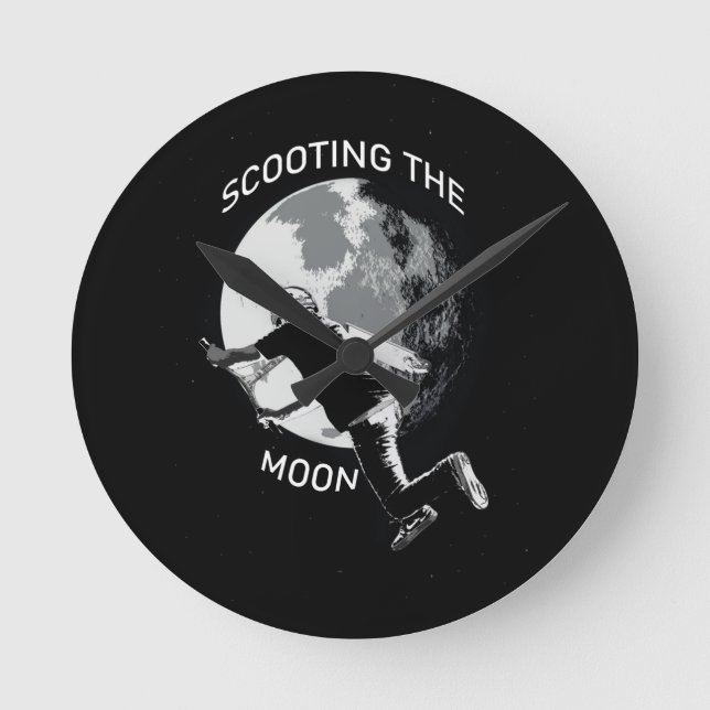 Scooting the Moon - Stunt Scooter  Round Clock (Front)